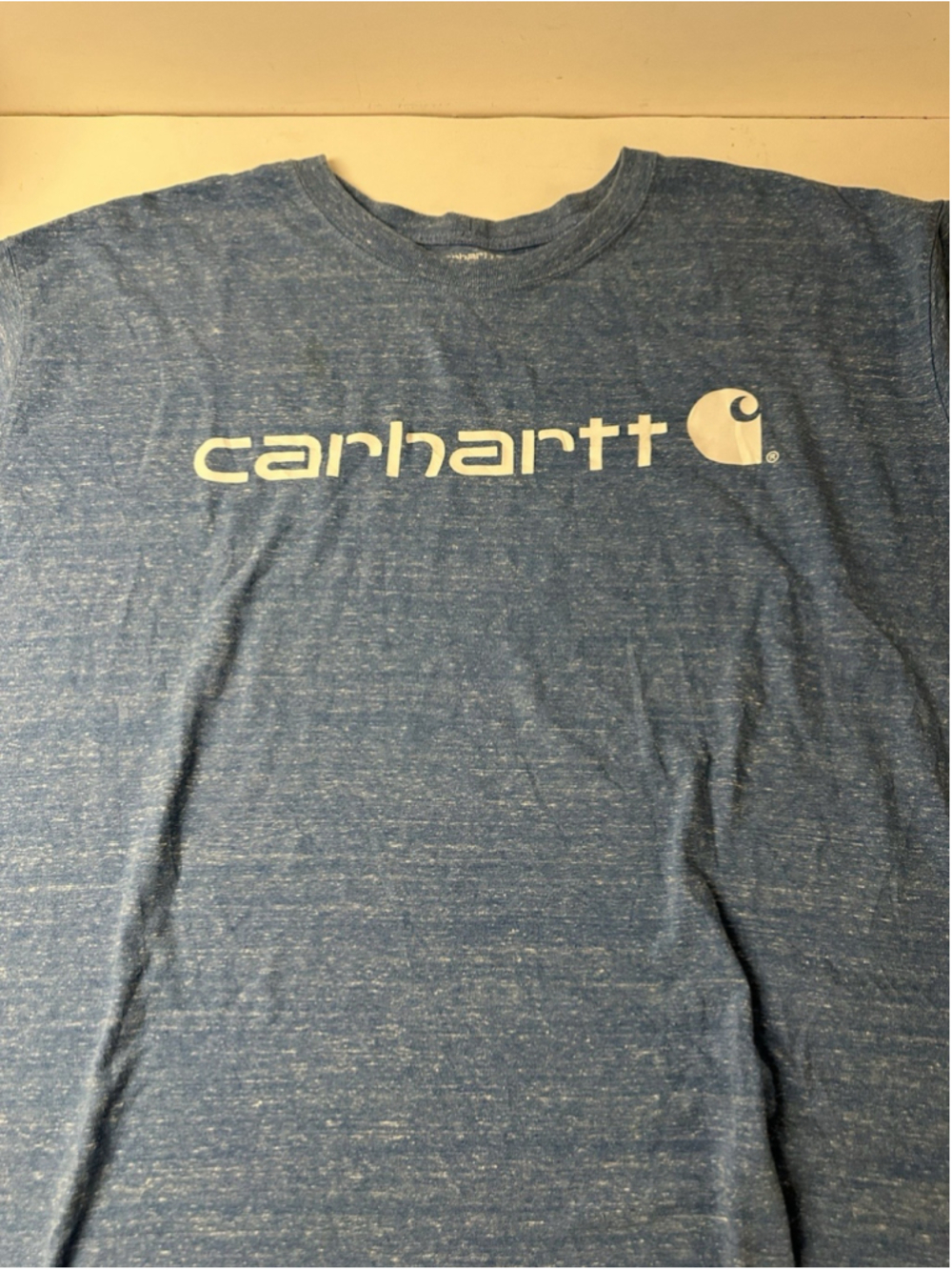 Carhartt T Shirt Mens 3XL Loose Fit Blue Heathered Block Chest Logo Short Sleeve